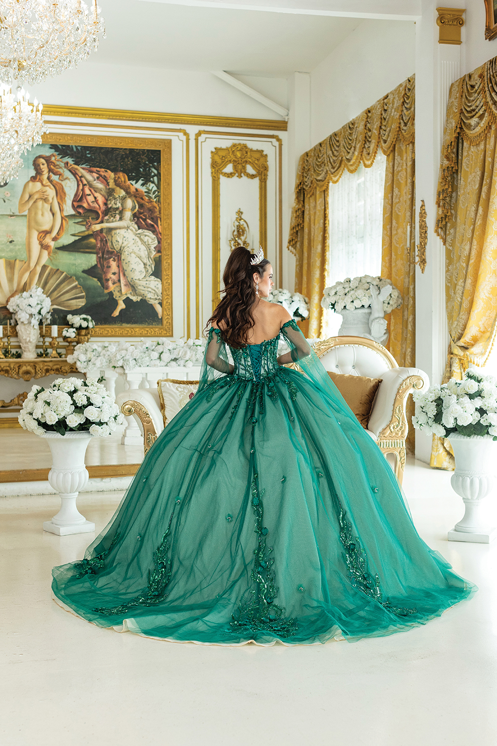Luxurious Floral Applique Ballgown with Voluminous Train 2