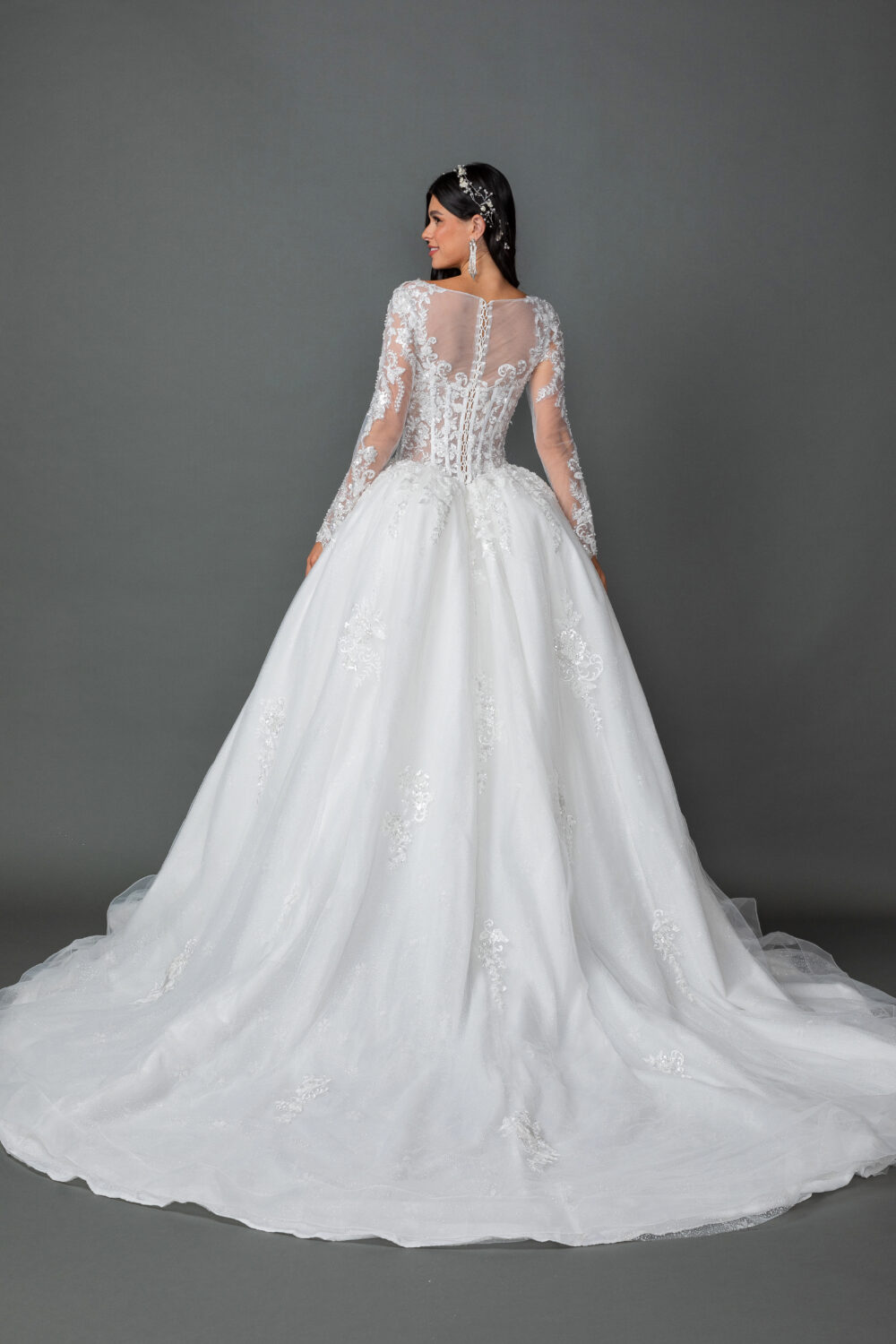 Illusion Long Sleeve Wedding Dress - Style 0325 2
