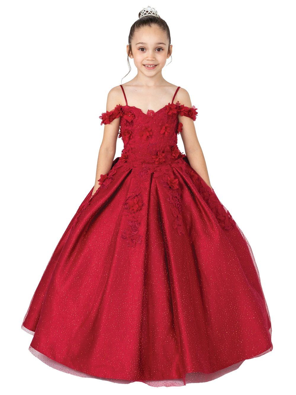 Glitter Tulle Off-the-Shoulder Petite Quince Dress 2