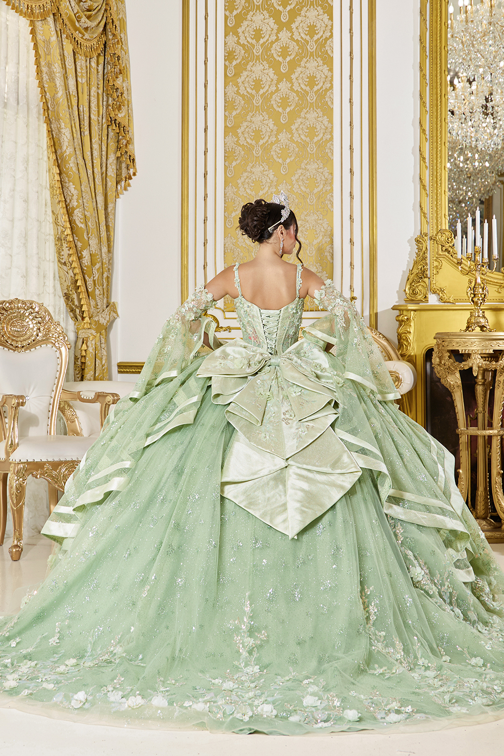 Strapless Lace Applique Beaded Ball Gown Quinceanera Dress 2