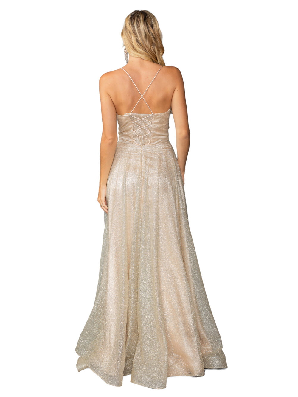 Glittering A-line Gown with Crisscross Back - Style 4428 2