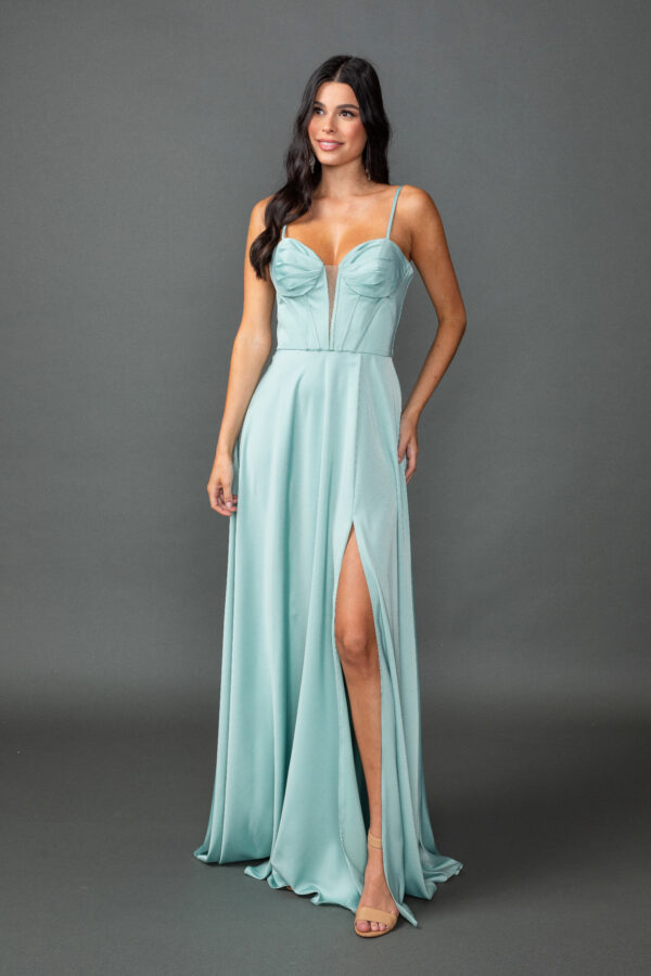 V-Neck Chiffon Prom Dress with Embroidered Bodice