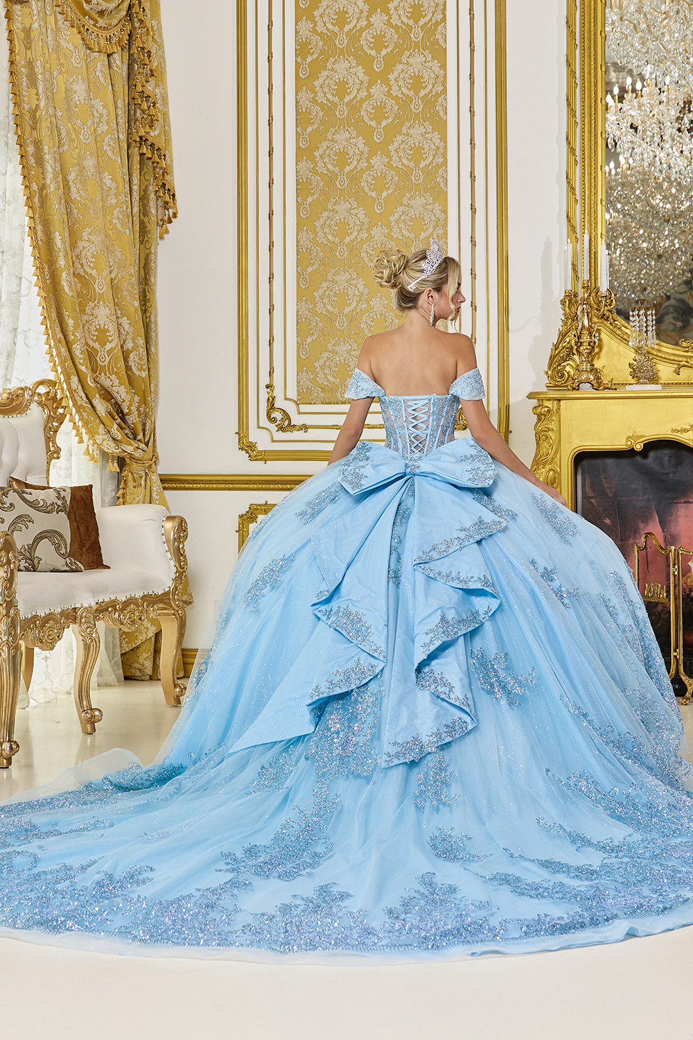 Off-Shoulder Sequin Applique Quinceanera Ball Gown 2