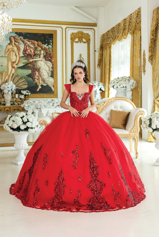 Off-the-Shoulder Beaded Quinceanera Dress with Matching Tiara