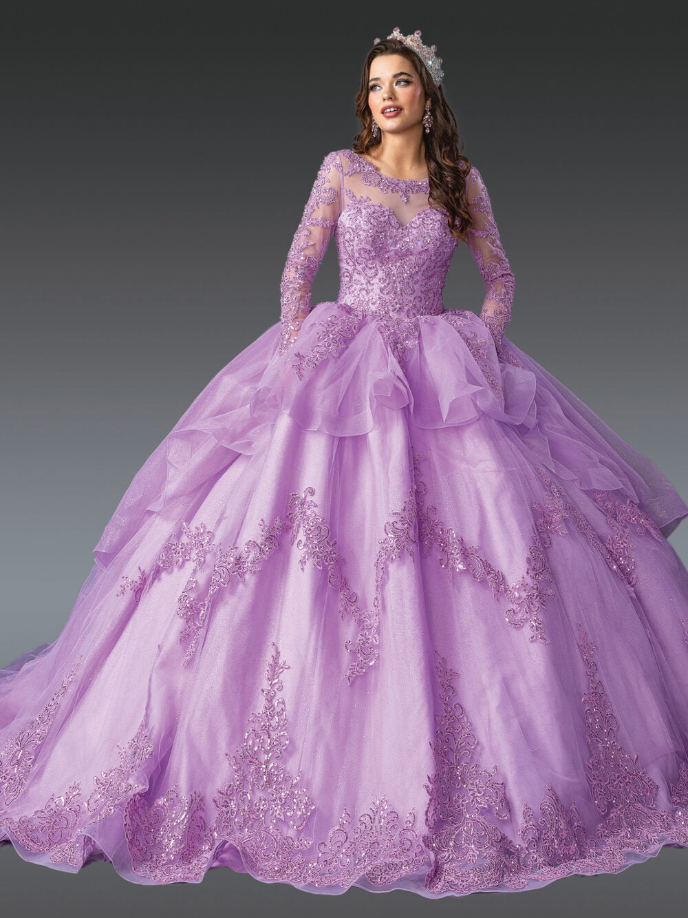Opulent Long Sleeve Ball Gown Quinceanera Dress