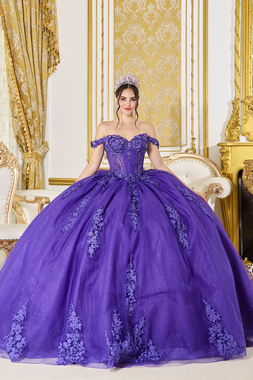 Off-the-Shoulder Sweetheart Corset Quinceanera Ball Gown