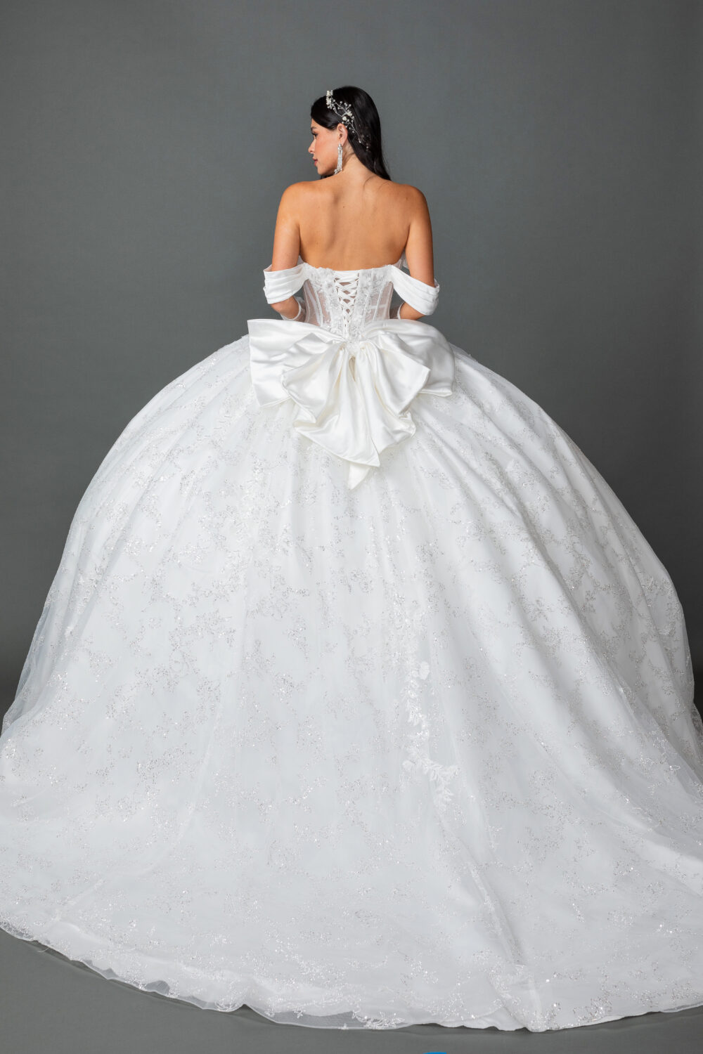 Off-the-Shoulder Wedding Dress with Draped Sleeves - Style 0322 2