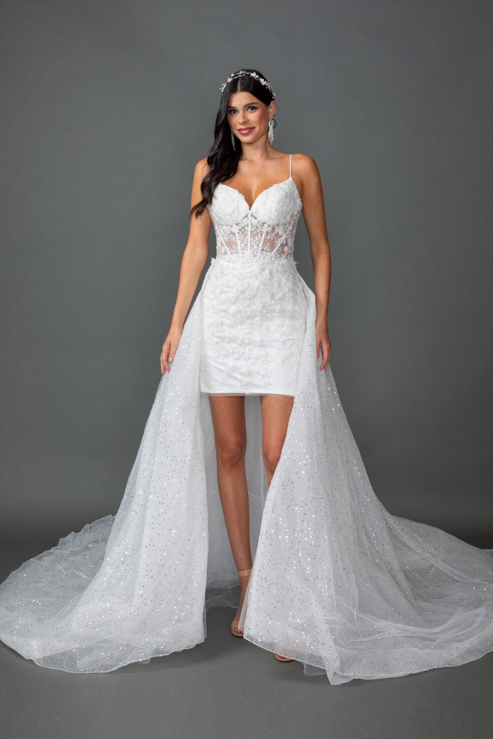 Illusion Long Sleeve Wedding Dress - Style 0329