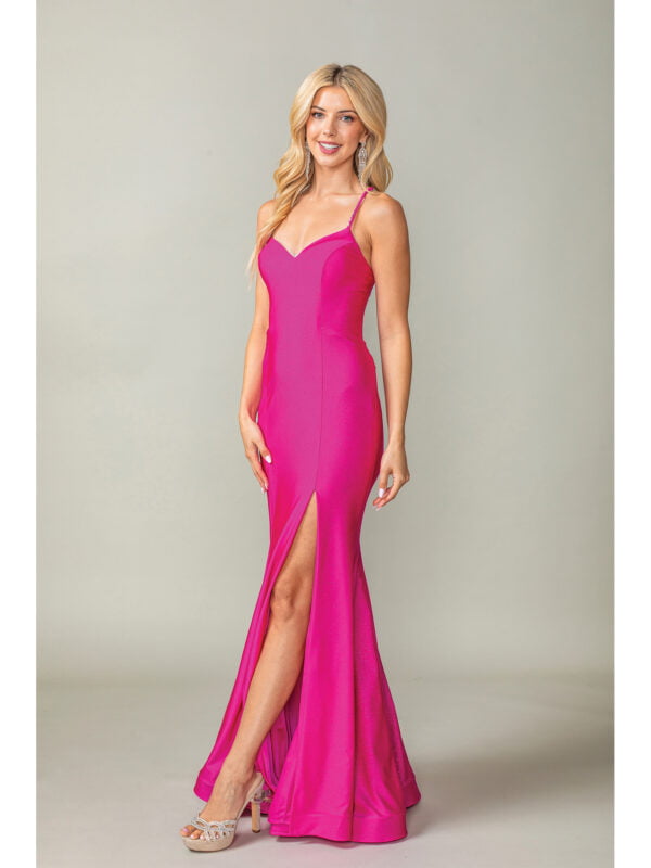 Sleeveless V-Neck Mermaid Prom Dress with High Front Slit