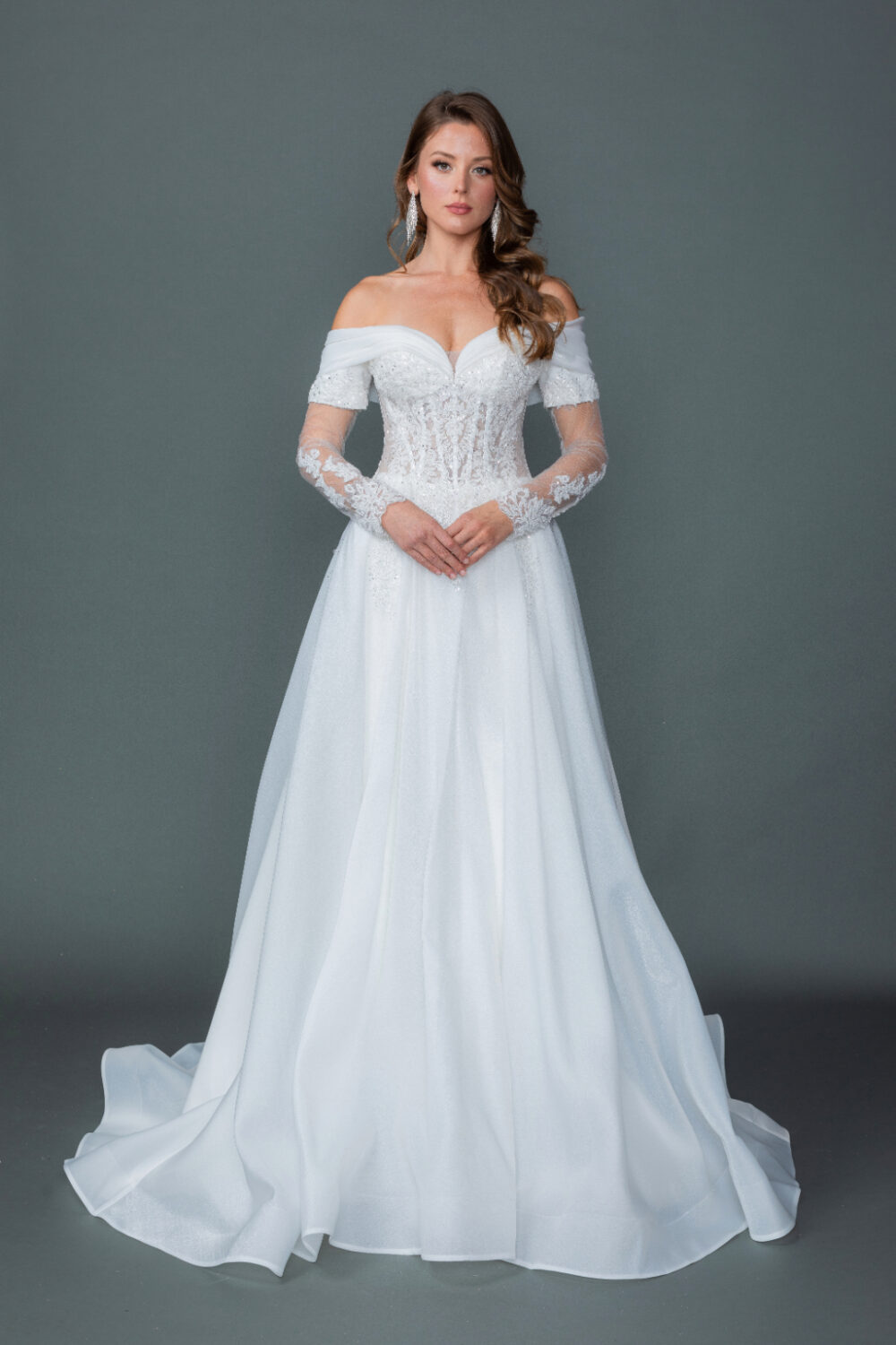 Off-the-Shoulder Sweetheart A-Line Wedding Dress