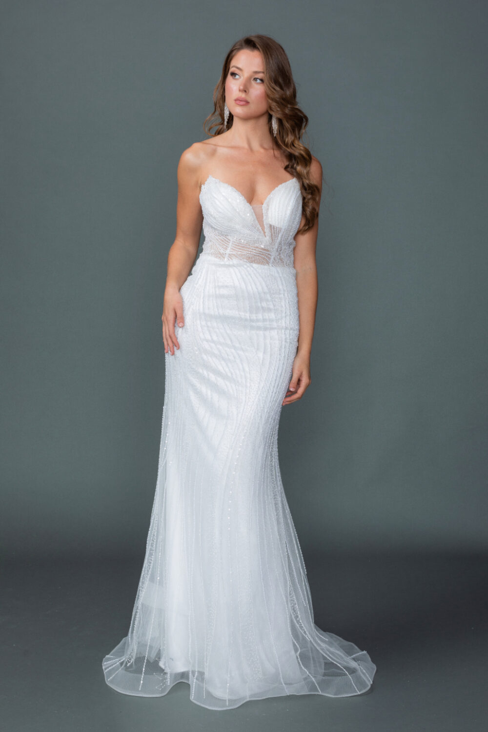 Sweetheart Illusion Waist Fitted Mermaid Wedding Dress - Style 0328