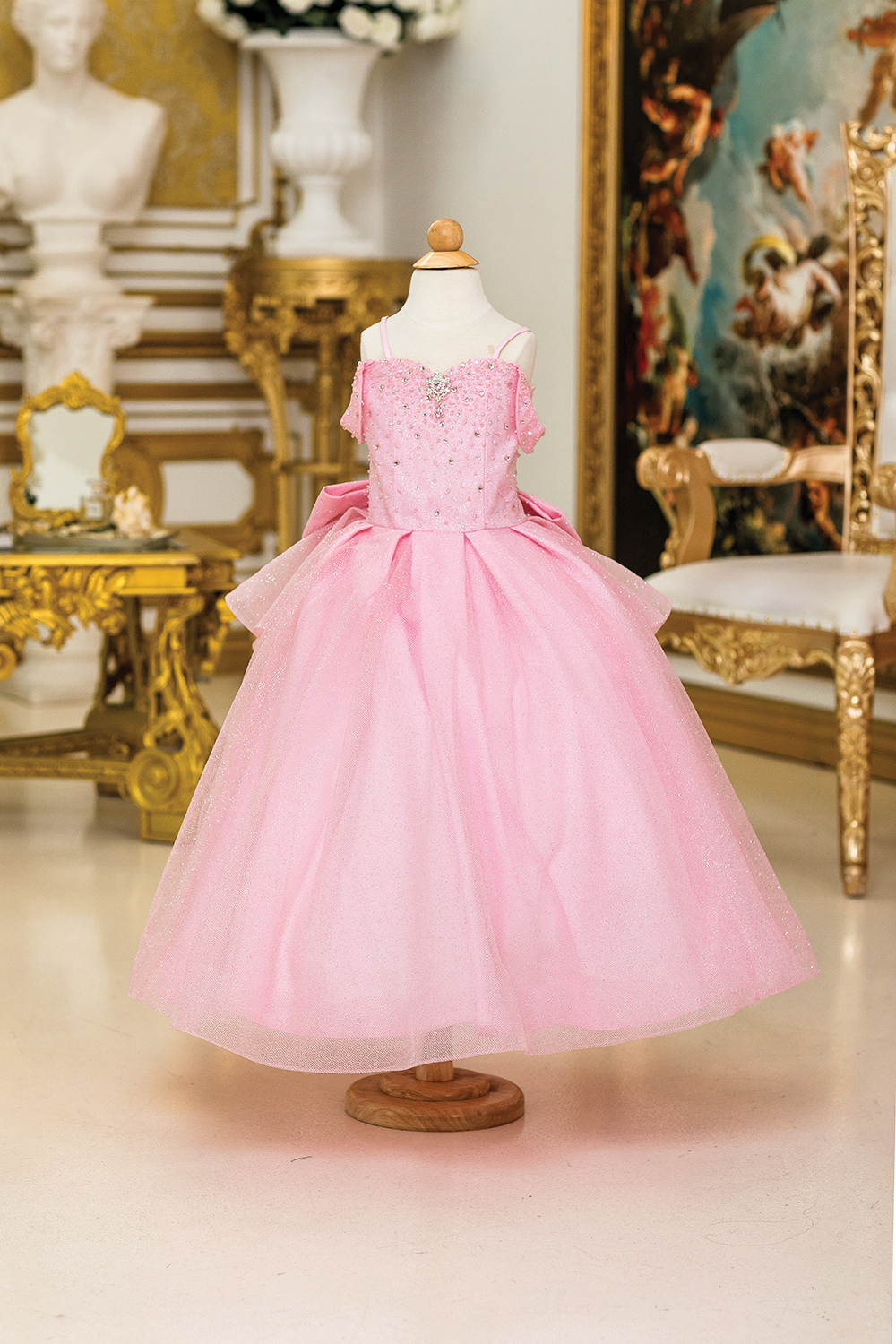 Layered Glitter Tulle Corset Back Petite Quince Dress