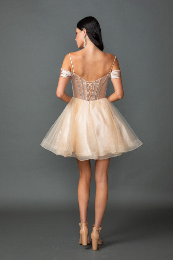 Off-Shoulder Corset Homecoming Dress with Flowy Tulle Skirt 2