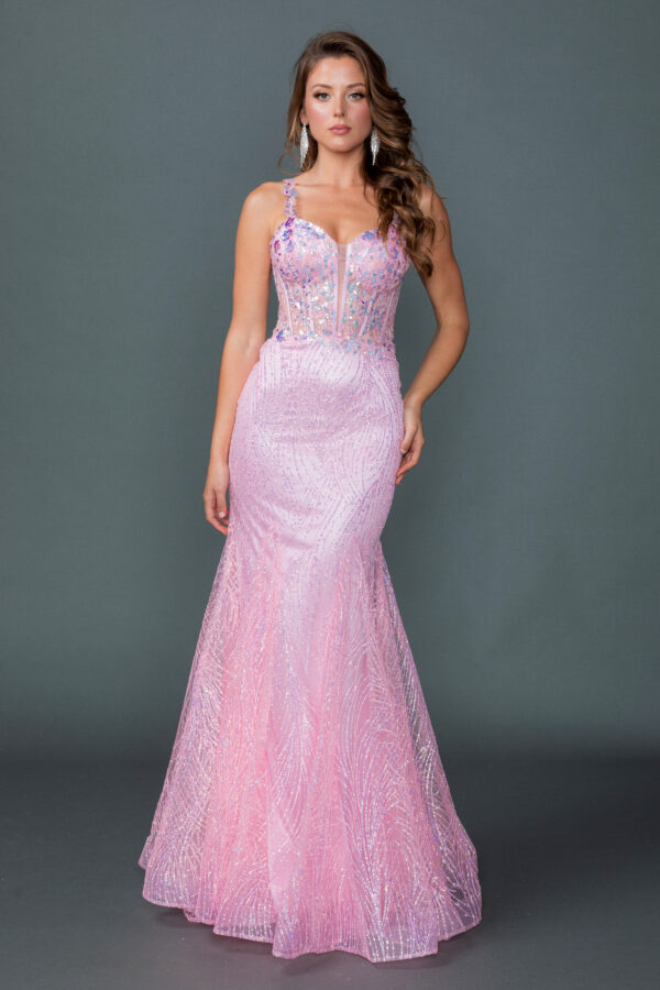 Sleeveless Sweetheart Floral Beaded Corset Mermaid Dress with Sweeping Train