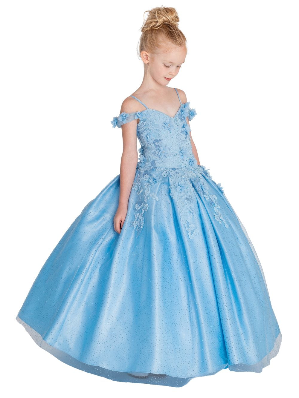 Glitter Tulle Off-the-Shoulder Petite Quince Dress
