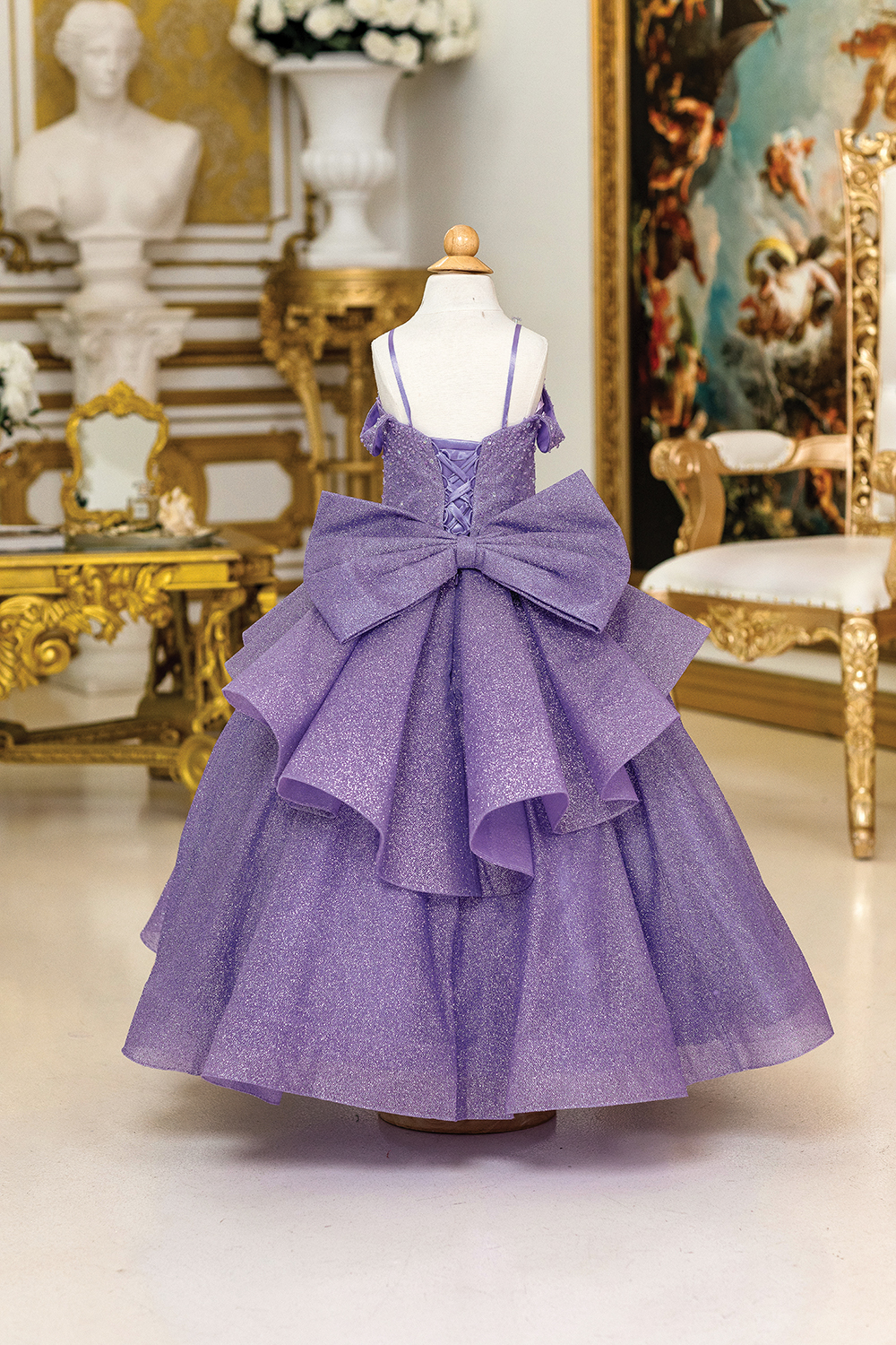 Layered Glitter Tulle Corset Back Petite Quince Dress 2