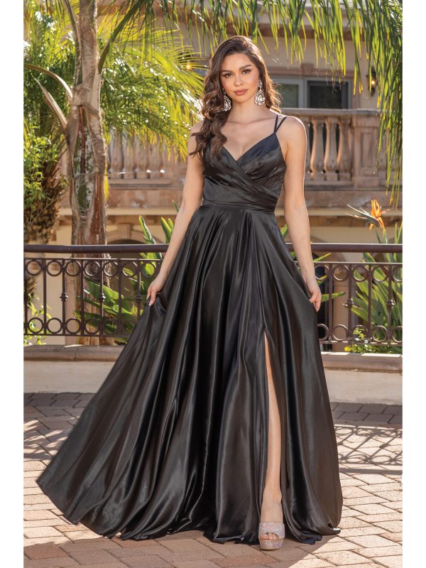 Off-the-Shoulder Gown with Floral Applique and Flowing Train