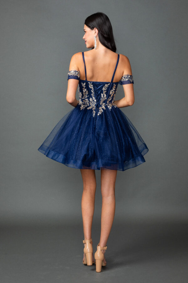 Off-Shoulder Beaded Corset Homecoming Dress with Ruched Skirt 2
