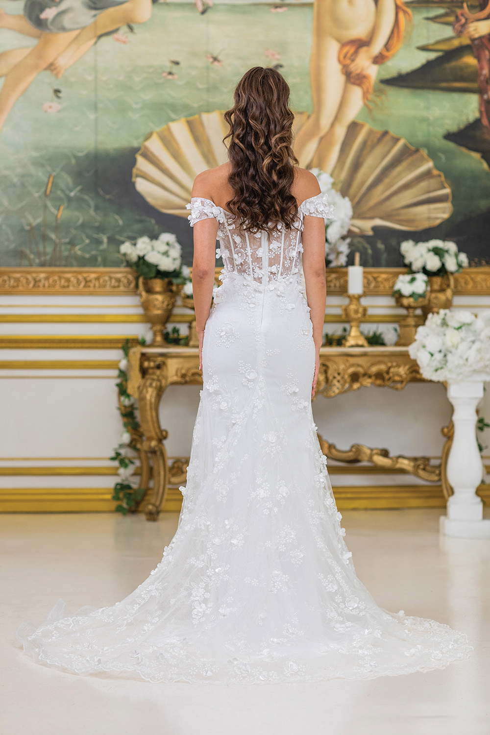 Elegant Off-Shoulder Wedding Dress with High Slit - Style 0285 2
