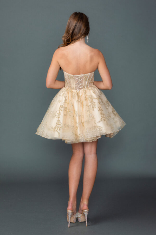 Off-Shoulder Sheer Corset Homecoming Dress with Lace Applique 2