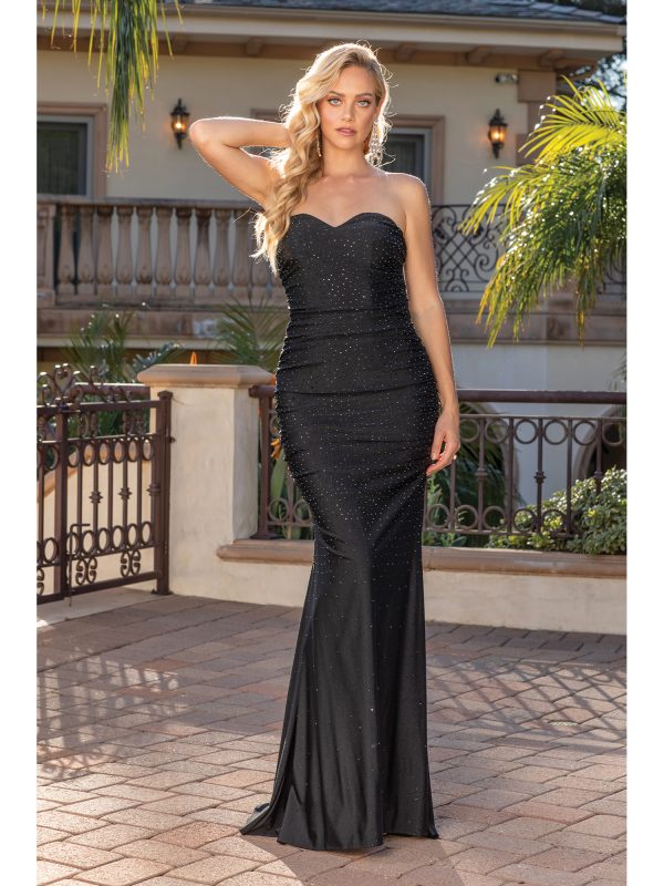Strapless Sweetheart Beaded Ruched Mermaid Prom Dress with Flared Skirt