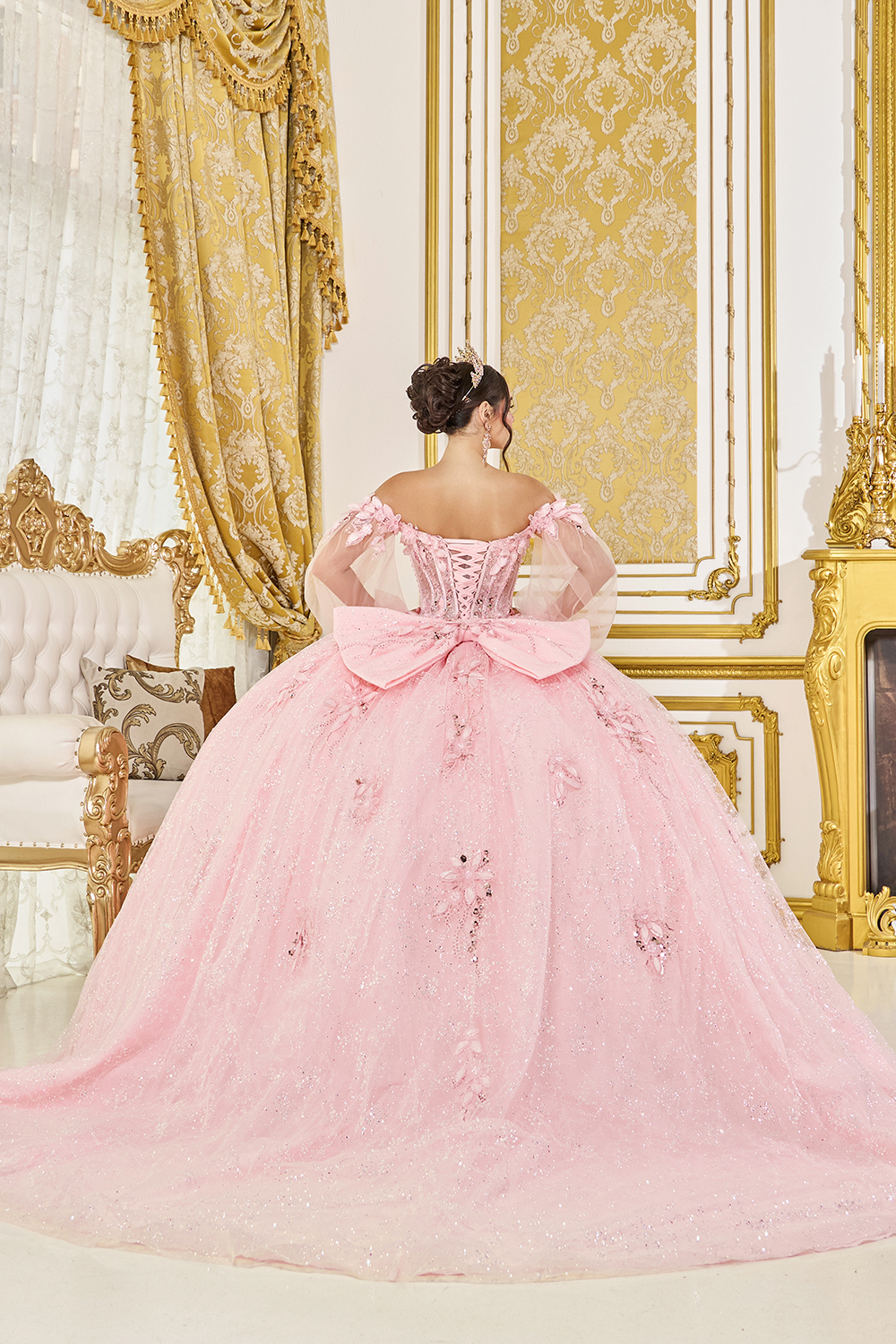 Off-the-Shoulder 3D Floral Applique Quinceanera Dress 2