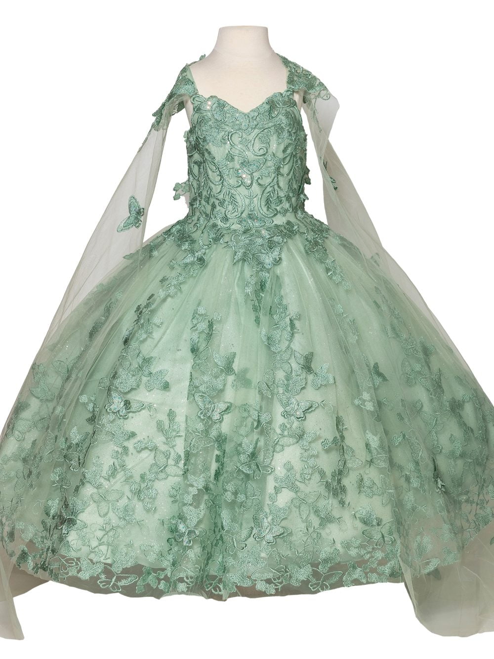Embroidered Lace Bodice Sweetheart Neckline Tulle Overlay Petite Quince Dress