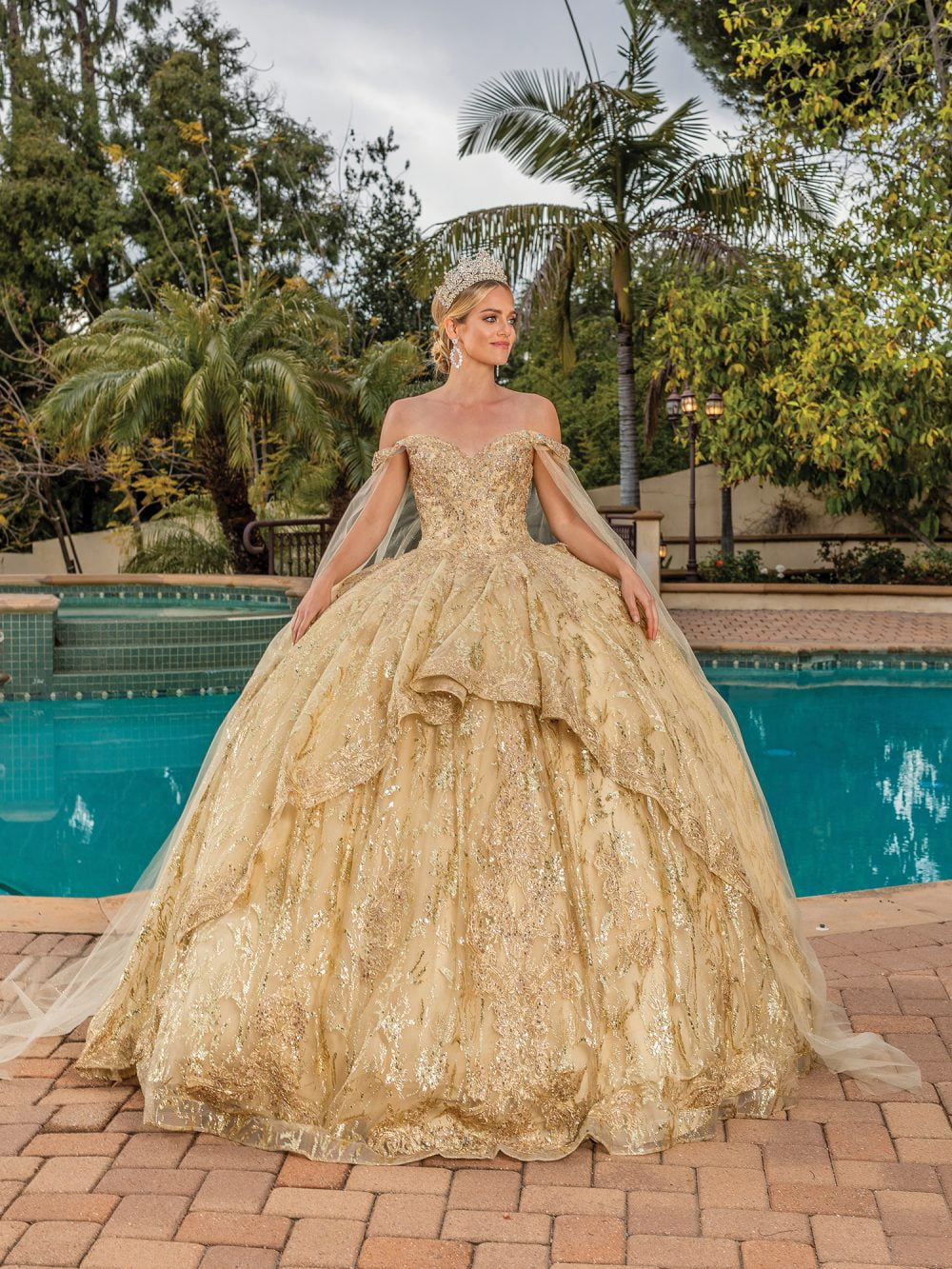 Gold Quinceanera Ball Gown - Style 1782
