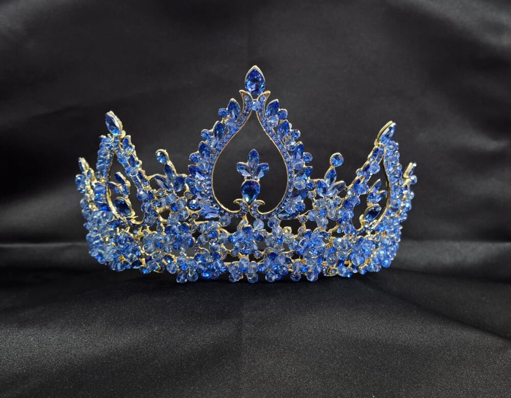 Emerald-Cut and Round Crystal Crown Tiara - Style CR1017
