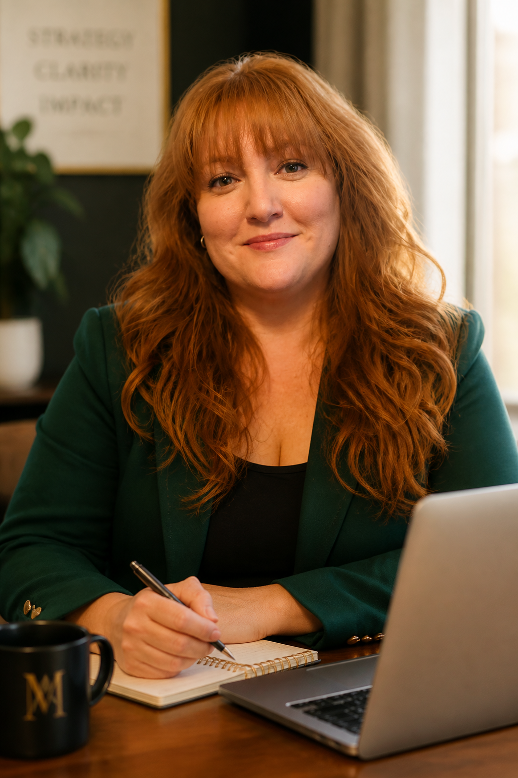 Erin at her desk