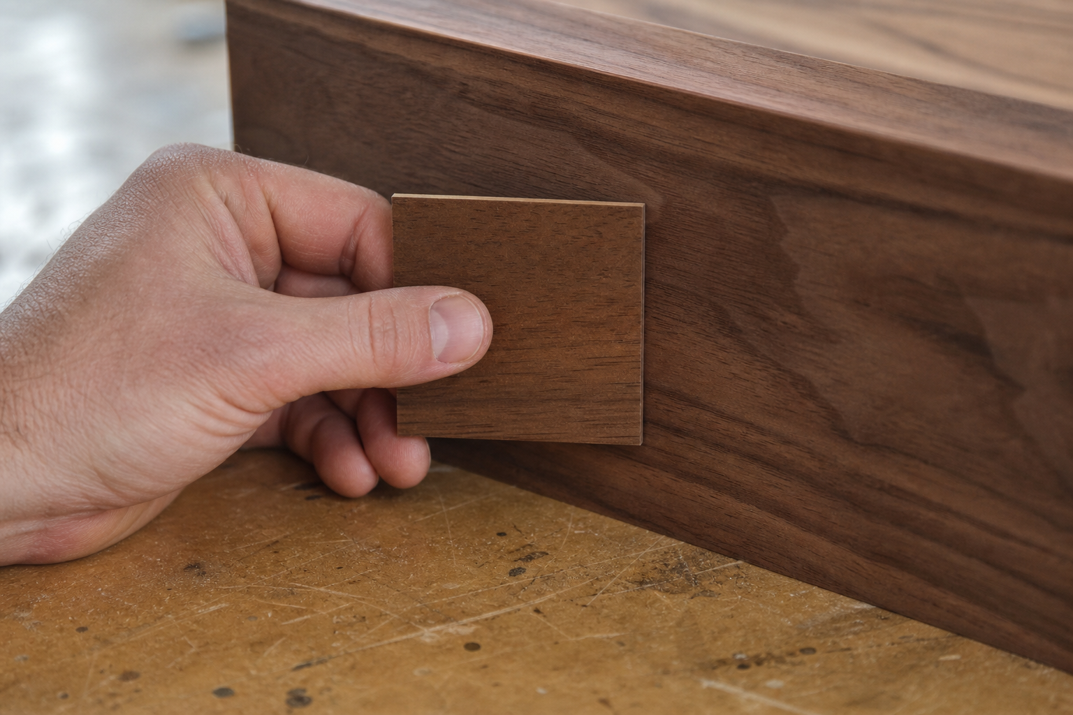 Best Wood for Furniture Making: A Comparison Guide 4 Hand testing a wood finish sample