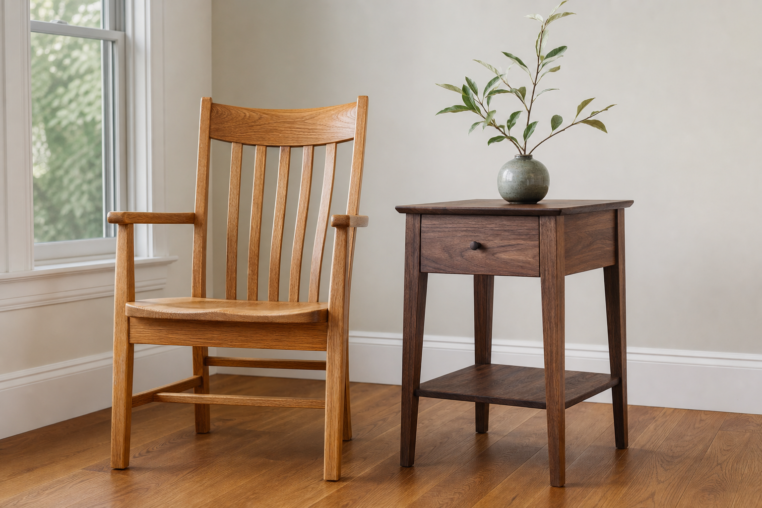 Best Wood for Furniture Making: A Comparison Guide 3 Two finished wood furniture pieces side by side