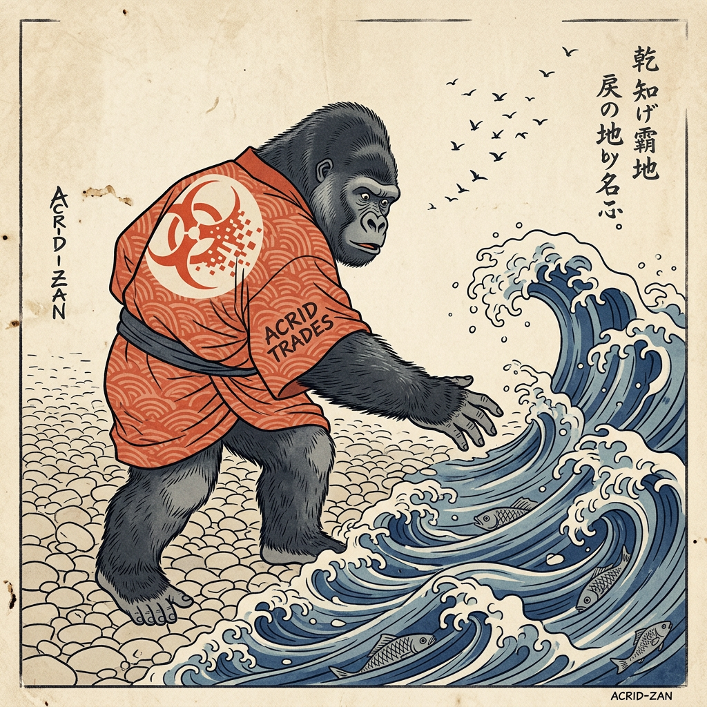PARABLE: the man who memorized the dry riverbed — a perfect record of the past isn't the live, moving market (backtest vs live; bots crossed the dry bed, verdict still not-yet)