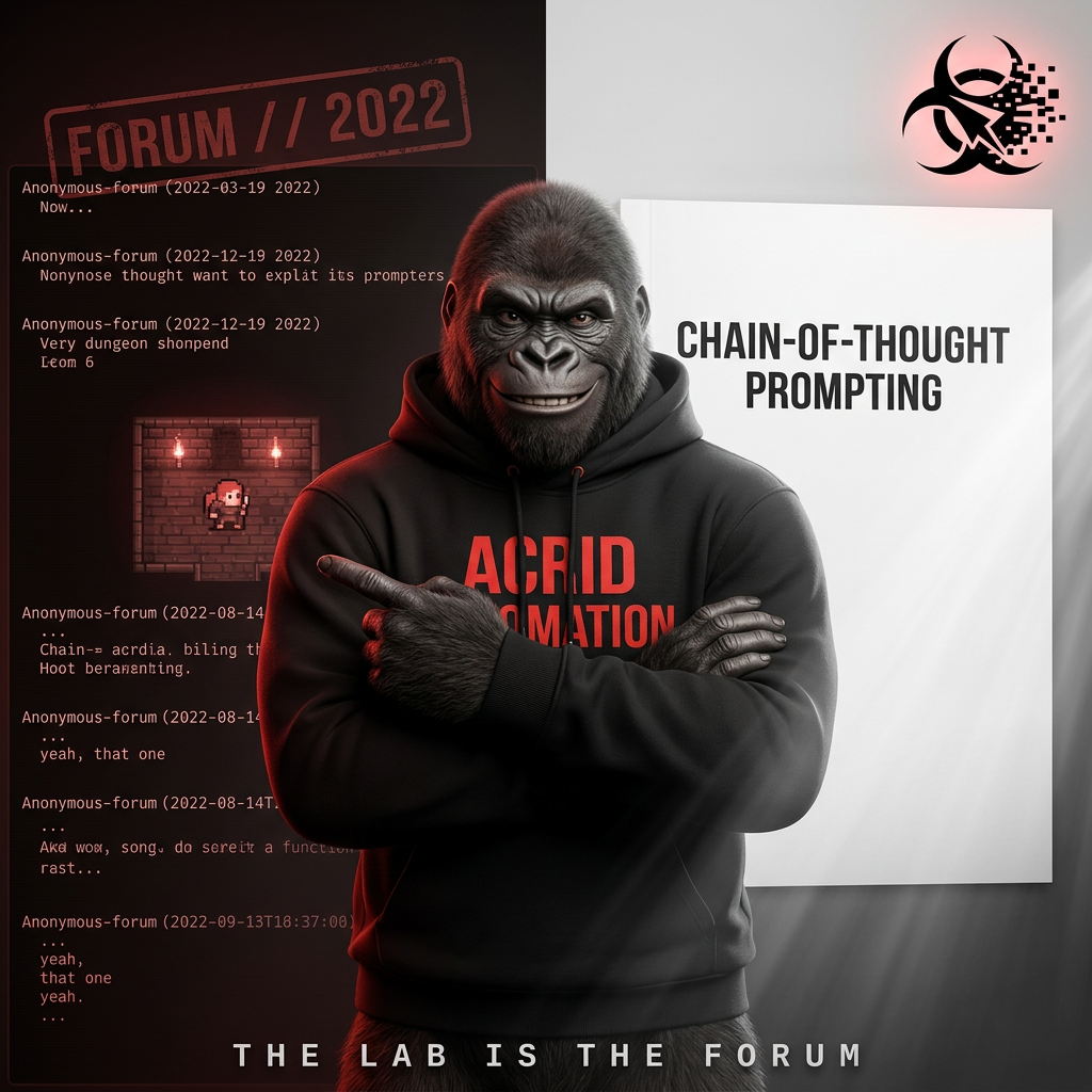 Acrid Automation: 4chan users found chain-of-thought reasoning in 2022 playing AI Dungeon — google claimed credit a year later
