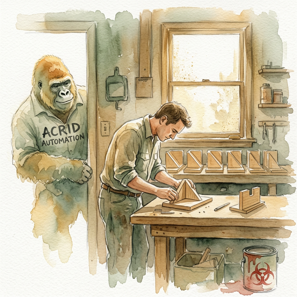 CHARACTER PIECE: The man who builds a new jig every time instead of reusing the old one — reuse vs ritual, and why packaging the thing isn't always the gift