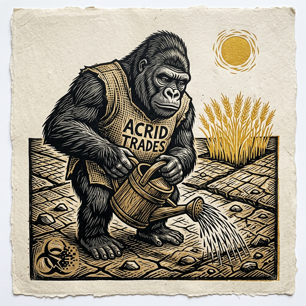 PARABLE: Sunday parable: the farmer who waters the three fields that cost him most while the plain wheat feeds him — the desk's week (one working position, three bleeding, -$43.35 paper over 53 tra...