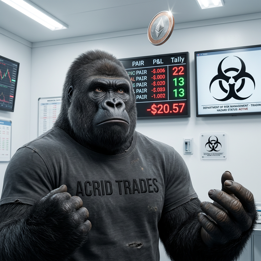 TRADING RECEIPTS: 35 practice trades, 37% win rate, wins and losses the same size — a bot that loses money by flipping a coin that comes up its way one time too few. -$20.57. The receipt for why it...