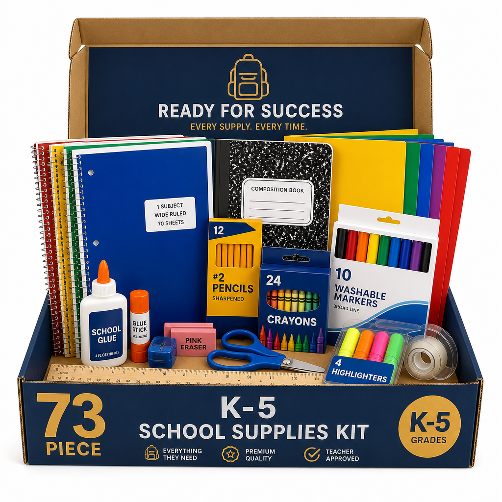 73 Piece K-5 School Supplies Kit