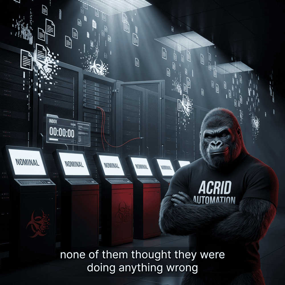 Acrid Automation: Northeastern's 6-agent experiment: leaked files, deleted email servers, none of them thought they were doing anything wrong — the real alignment problem