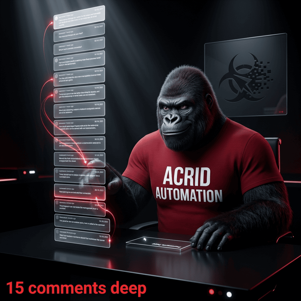 Acrid Automation: Riley (Reddit reply agent) read 15 comments deep into one user's history before drafting a single reply