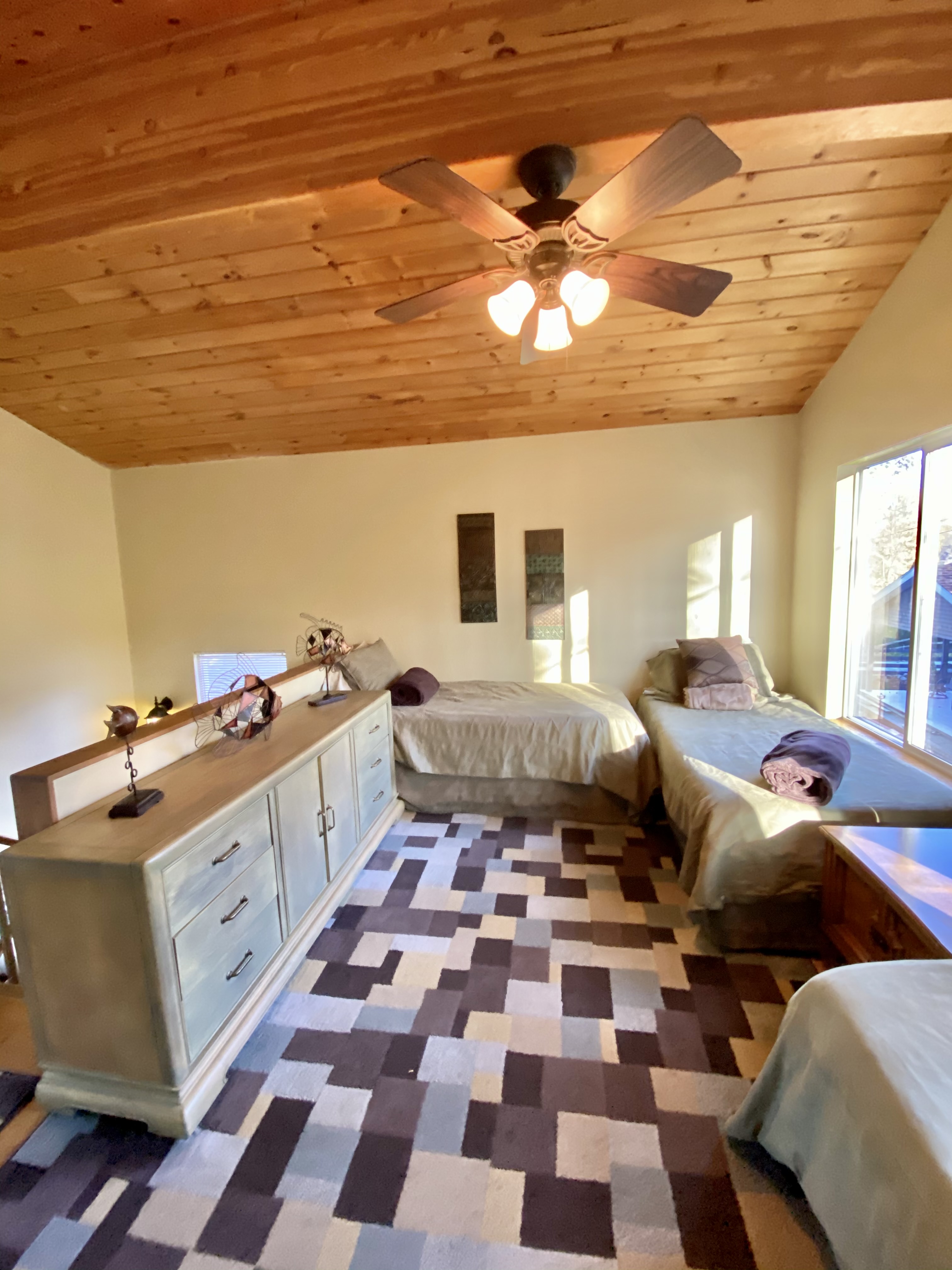 Upper level three twin beds