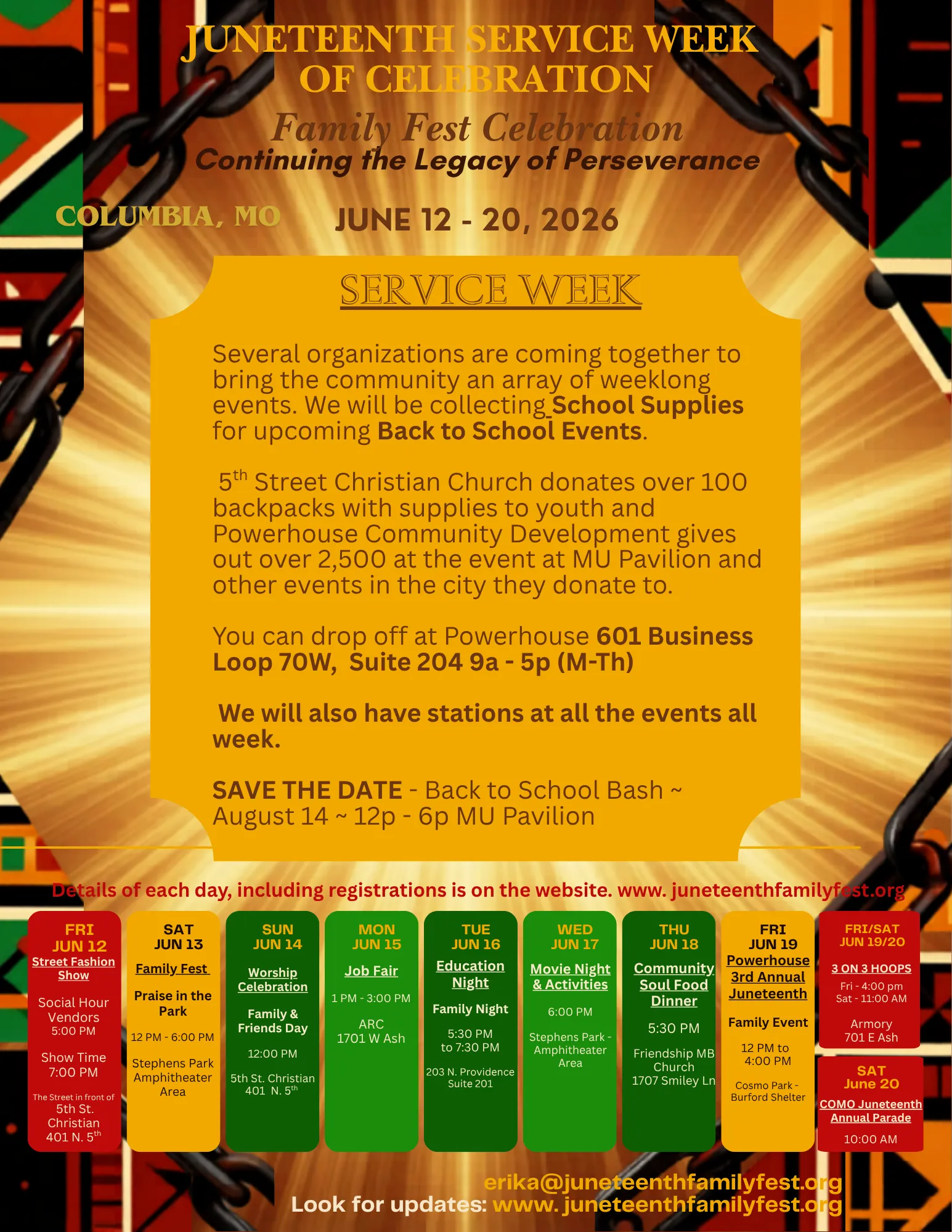 Juneteenth Service Week of Celebration – Columbia MO June 12-20 2026